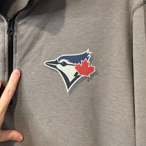 Forty Seven Toronto Blue Jays Men's 1/4 Zip Pullover Sweatshirt Size XXL Gray - Picture 4 of 11
